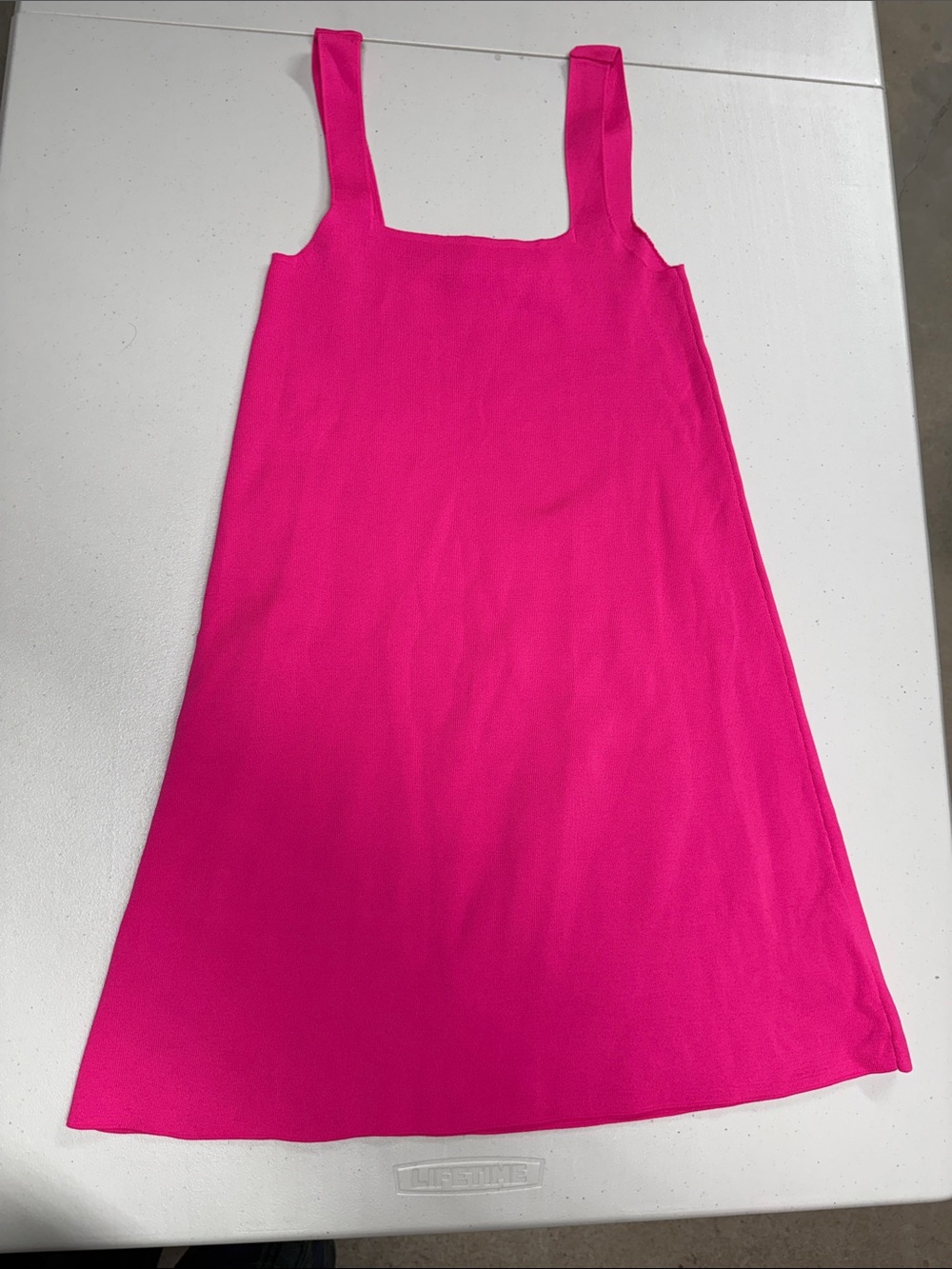 ZARA Vibrant Fuchsia Square-Neck Tank Dress